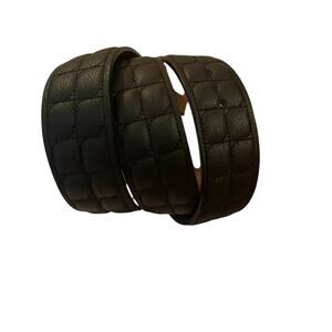 B-Low The Belt Quilted Black Leather Gold Buckle Belt Made in Italy Medium